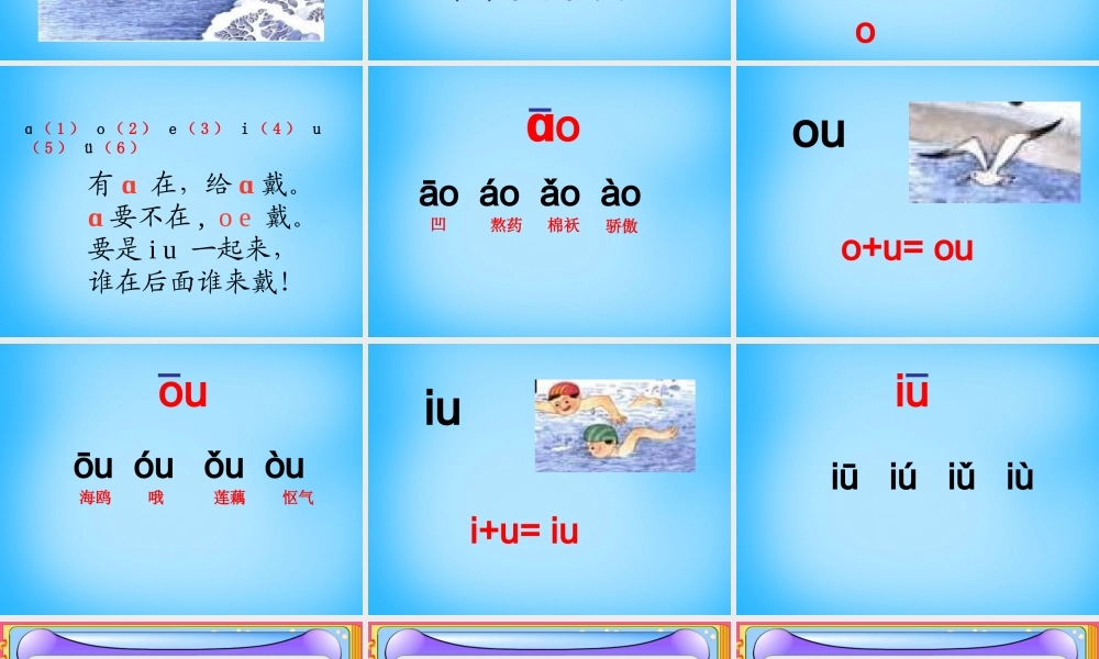 一年级语文上册《ao ou iu》课件2 苏教版-苏教版小学一年级上册语文课件
