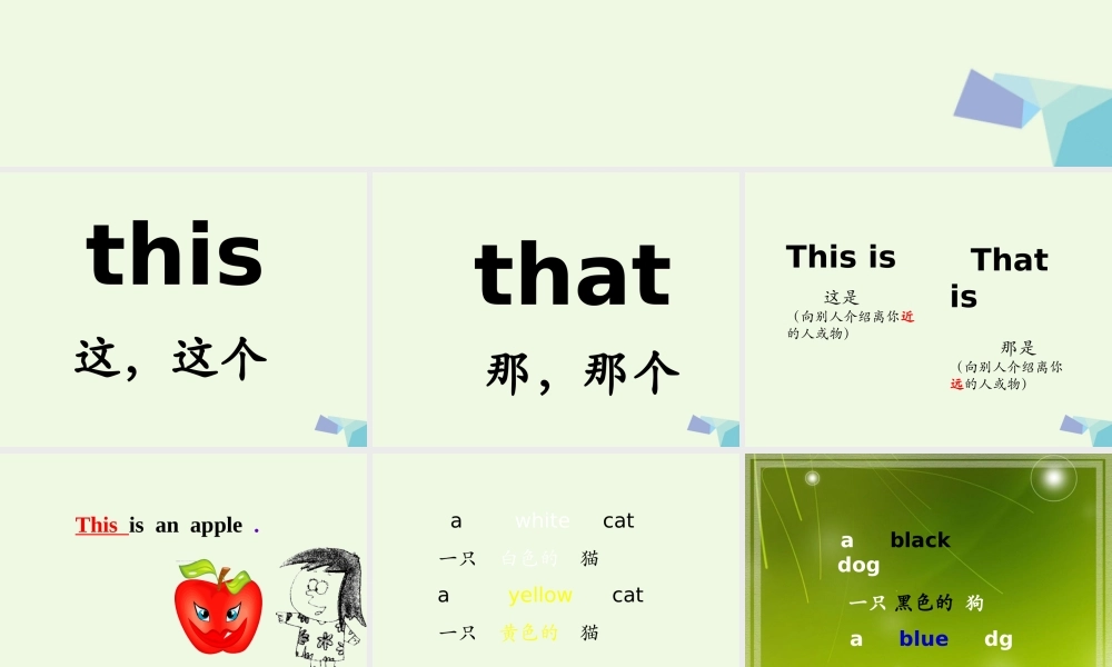 一年级英语上册 Module 5 Unit 2 This is a yellow cat课件3 外研版（一起）-外研版小学一年级上册英语课件