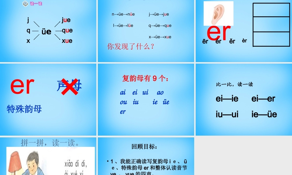 一年级语文上册《ie ǖe er》课件5 苏教版-苏教版小学一年级上册语文课件