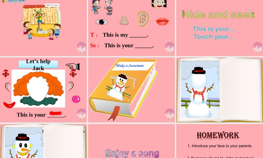 一年级英语上册 Unit 3 My face课件 牛津上海版-牛津上海版小学一年级上册英语课件