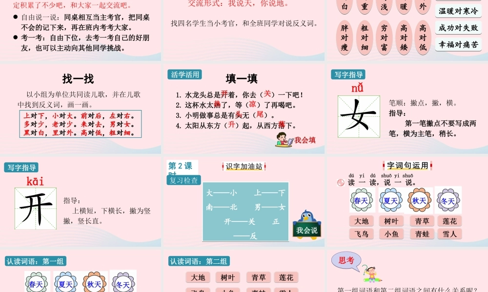 一年级语文上册 课文 1 语文园地四课件+素材 新人教版