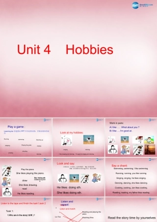 五年级英语上册 Unit4 Hobbies课件1 译林版