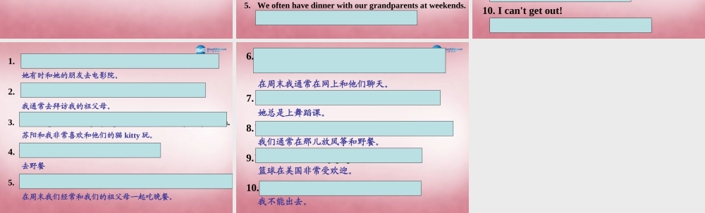 五年级英语上册 Unit7 At weekends课件1 译林版