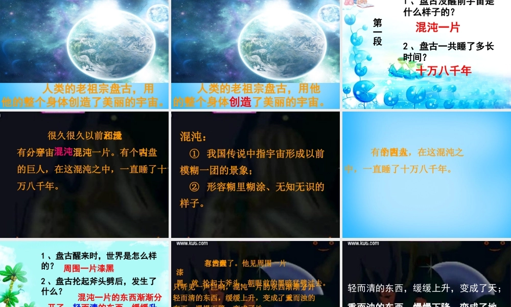 一年级语文上册《盘古开天地》课件2 语文A版-语文A版小学一年级上册语文课件