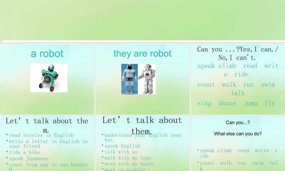 五年级英语上册《Module 2 Unit 5 What Can the Robot Do》课件1 广州版广州版小学五年级上册英语课件