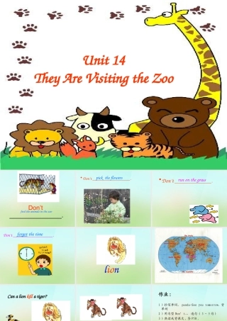 五年级英语上册《Module 5 Unit 14 They Are Visiting the Zoo》课件1 广州版广州版小学五年级上册英语课件