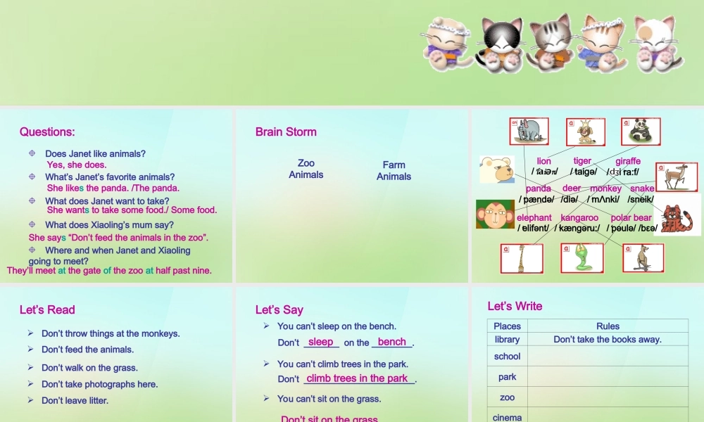 五年级英语上册《Module 5 Unit 14 They Are Visiting the Zoo》课件2 广州版广州版小学五年级上册英语课件