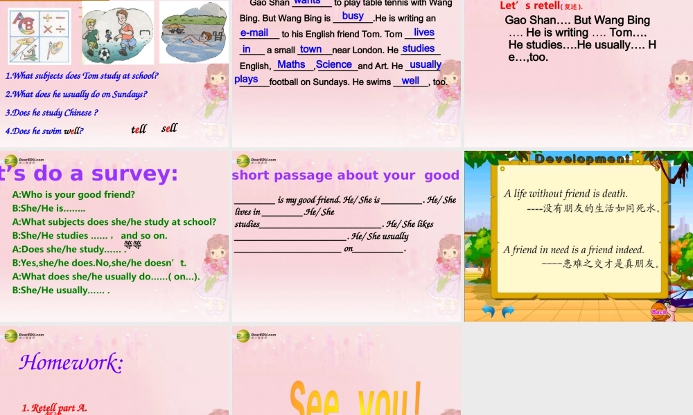 五年级英语下册 Unit4 An English friend课件 苏教牛津版