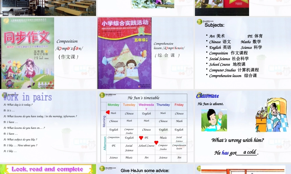 五年级英语下册 Unit5 Review and check课件（1） 苏教牛津版