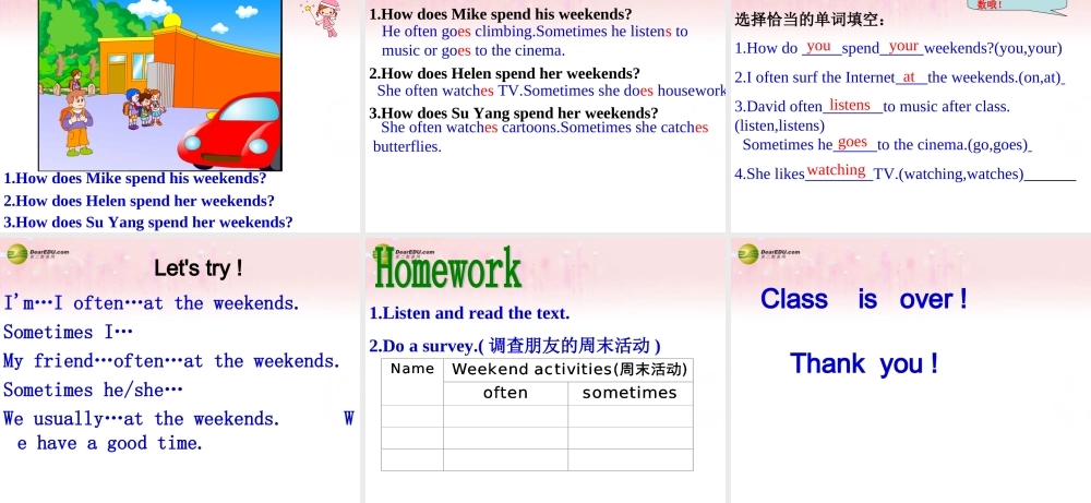 五年级英语下册 Unit8 At the weekends课件（2） 苏教牛津版