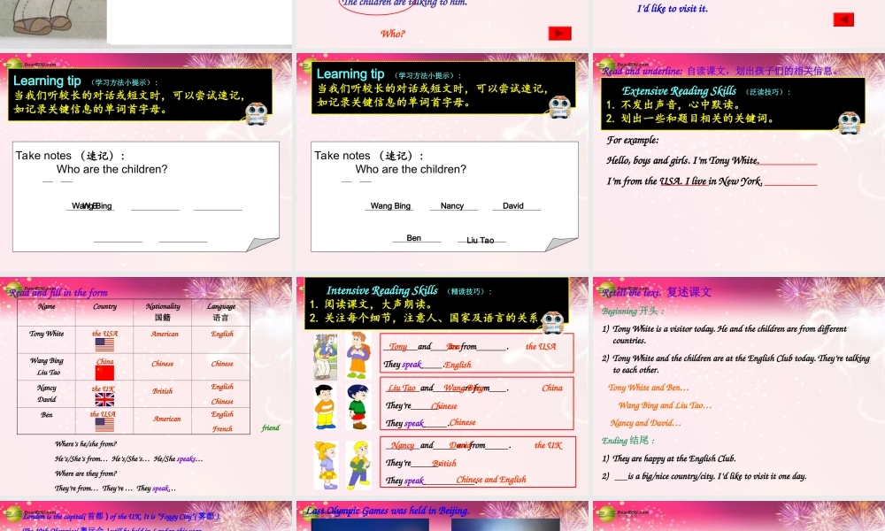 五年级英语下册 Unit9 The English Club A课件 苏教牛津版