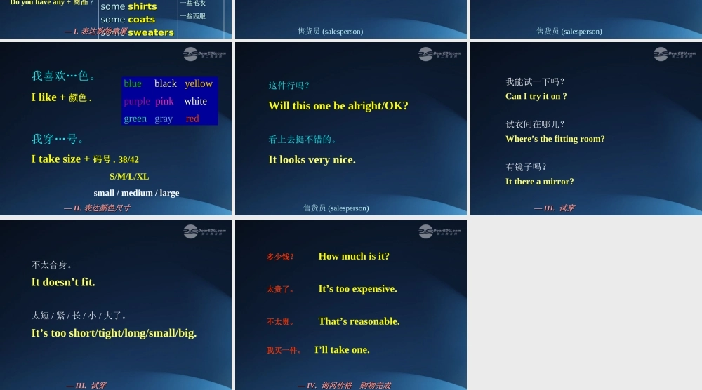 小升初英语知识点专项复习 专题六 交际用语 购物课件