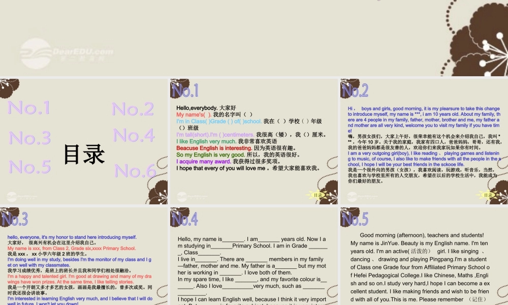 小升初英语知识点专项复习 专题六 交际用语 自我介绍课件