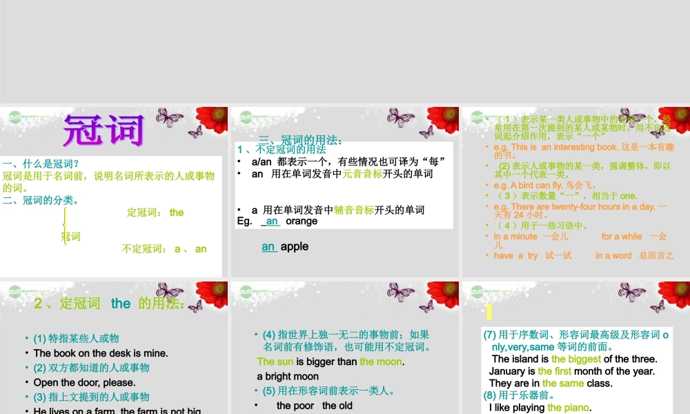 小升初英语知识点专项复习专题二 词类 冠词课件