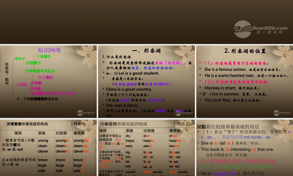 小升初英语知识点专项复习专题二 词类 形容词课件