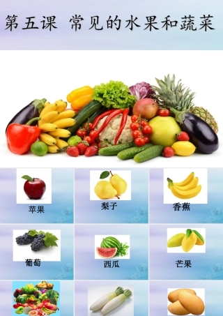 一年级科学上册 第二单元 水果和蔬菜 5 常见的水果和蔬菜课件2 （新版）粤教版-（新版）粤教版小学一年级上册自然科学课件