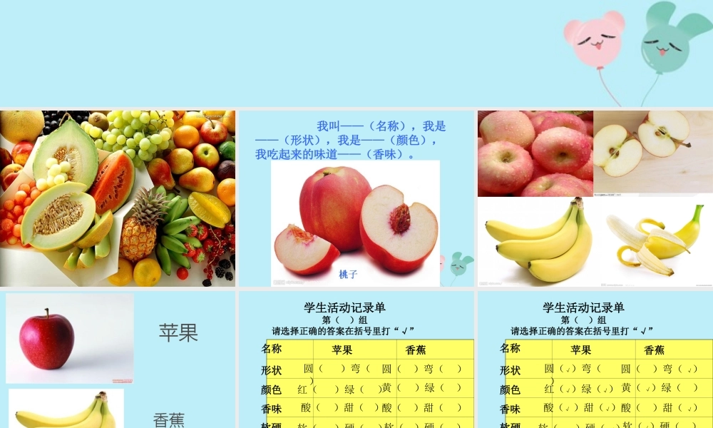 一年级科学上册 第二单元 水果和蔬菜 6 美味的水果课件2 （新版）粤教版-（新版）粤教版小学一年级上册自然科学课件