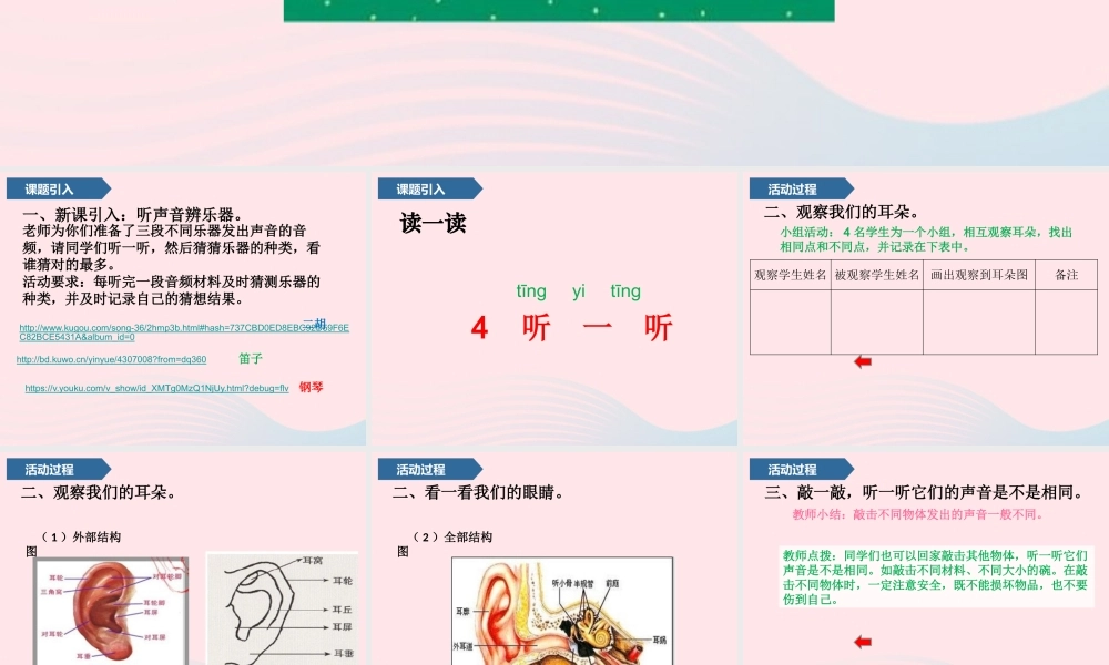 一年级科学上册 第二单元 我们怎么知道 4 听一听课件 青岛版五四制-青岛版小学一年级上册自然科学课件