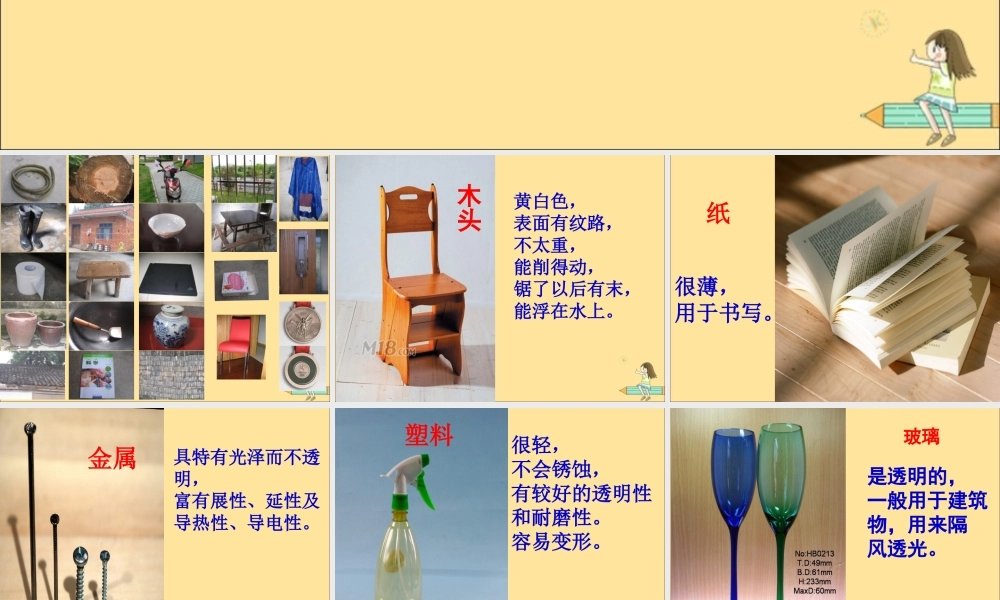 一年级科学上册 第四单元 常见的材料 1 生活中的材料课件2（新版）湘科版-人教版小学一年级上册自然科学课件