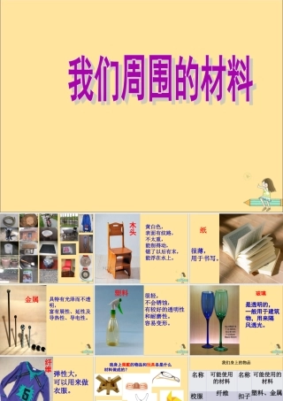 一年级科学上册 第四单元 常见的材料 1 生活中的材料课件2（新版）湘科版-人教版小学一年级上册自然科学课件