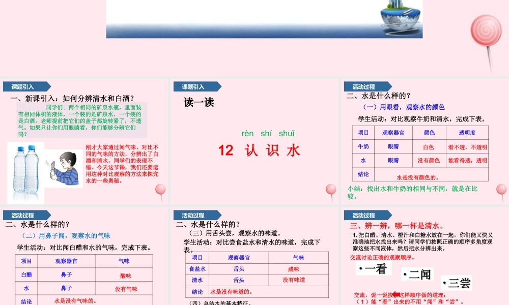 一年级科学上册 第四单元 水 12 认识水课件 青岛版五四制-青岛版小学一年级上册自然科学课件