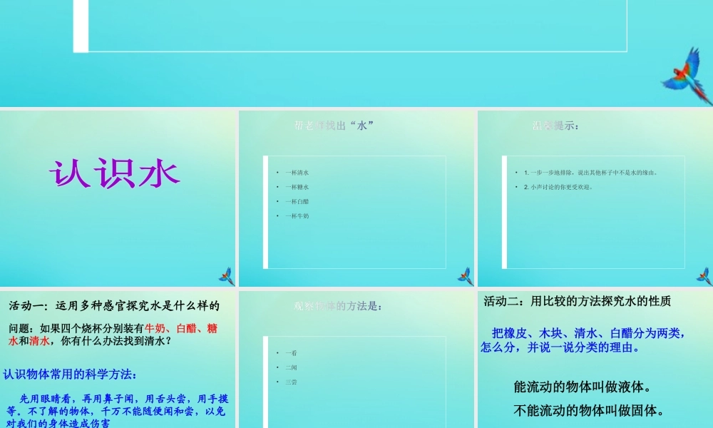 一年级科学下册 1 水和空气 1 认识水课件 冀人版-人教版小学一年级下册自然科学课件