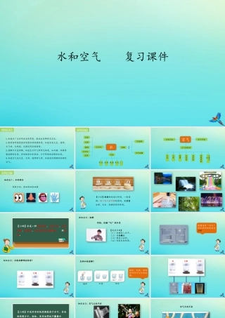 一年级科学下册 1 水和空气复习课件 冀人版-人教版小学一年级下册自然科学课件