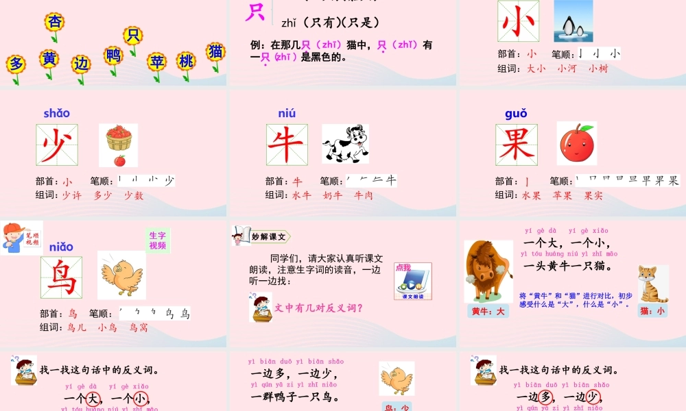 一年级语文上册 识字（二）7 大小多少教学课件+素材 新人教版