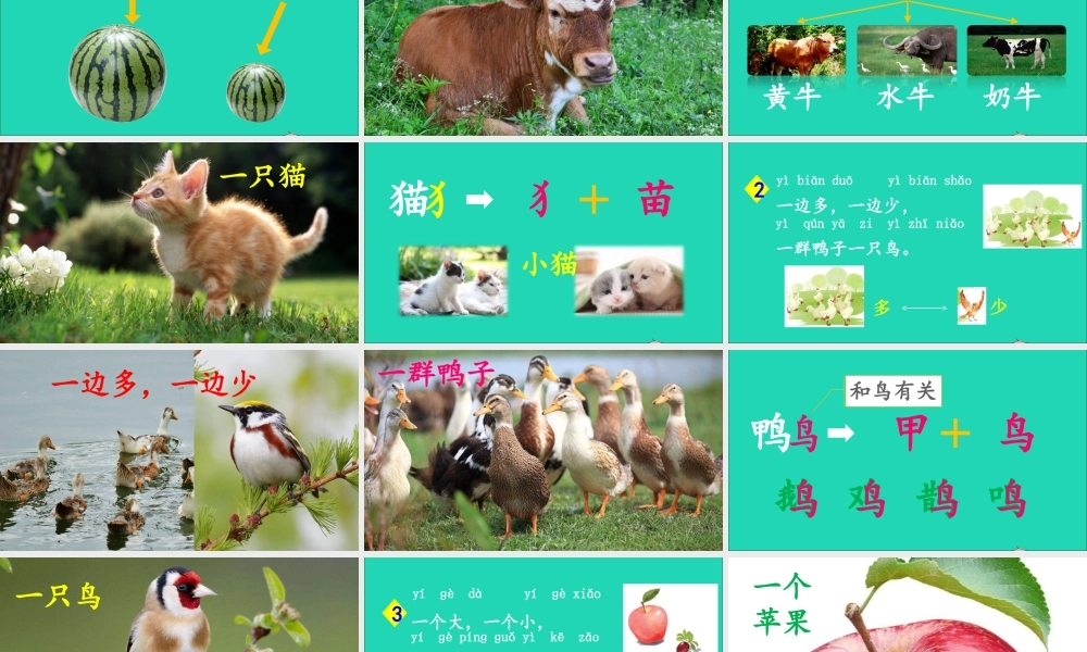 一年级语文上册 识字（二）7 大小多少课件+素材 新人教版