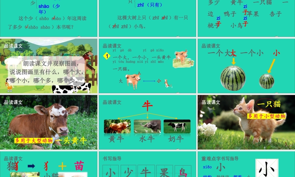 一年级语文上册 识字（二）7大小多少课件+素材 新人教版