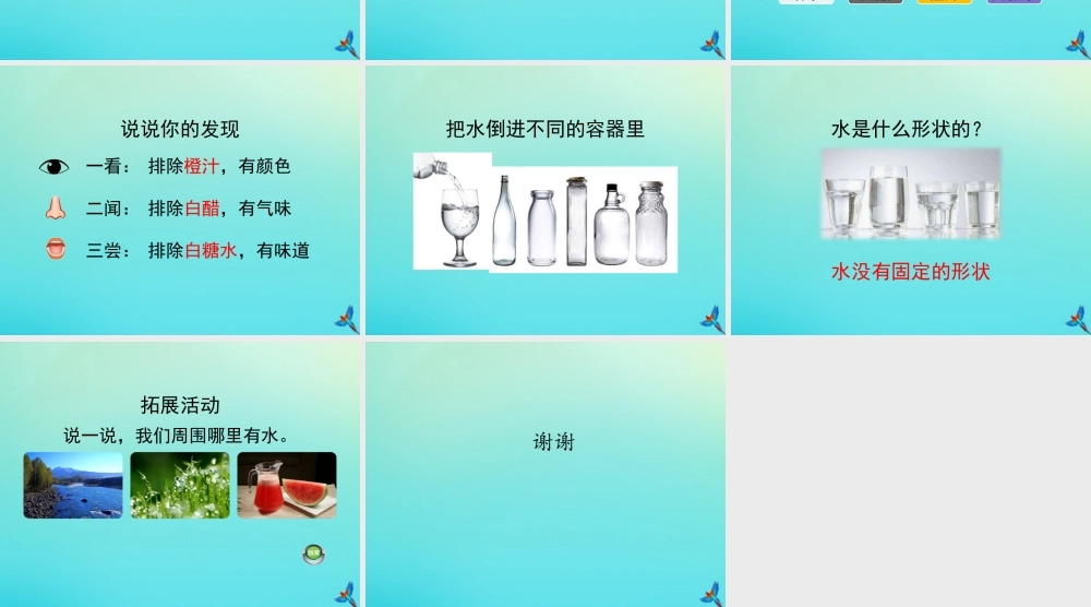 一年级科学下册 第1单元 水 1.1 认识水课件 （新版）湘科版-人教版小学一年级下册自然科学课件