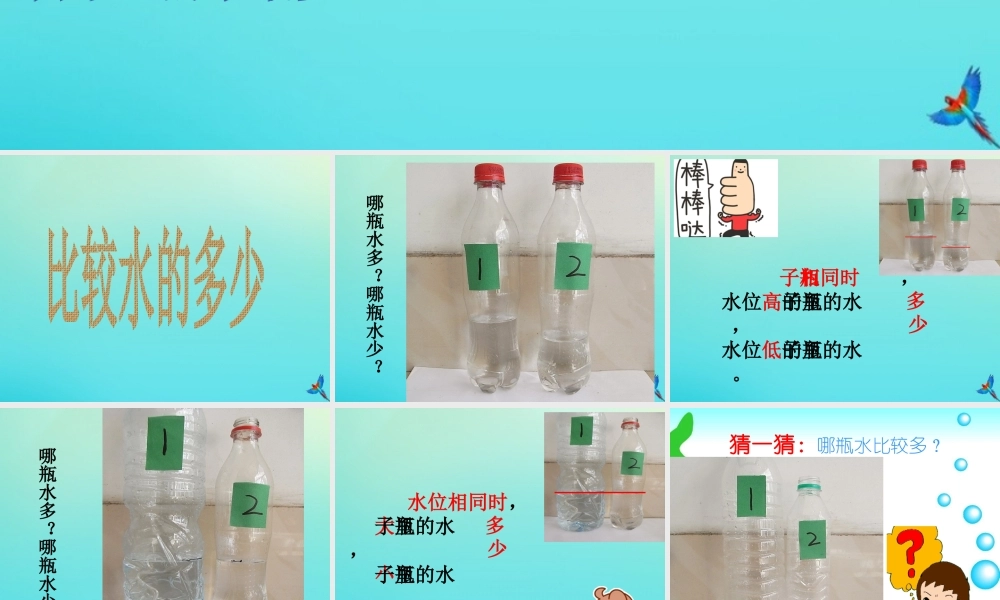 一年级科学下册 第1单元 水 1.2 比较水的多少课件1 （新版）湘科版-人教版小学一年级下册自然科学课件