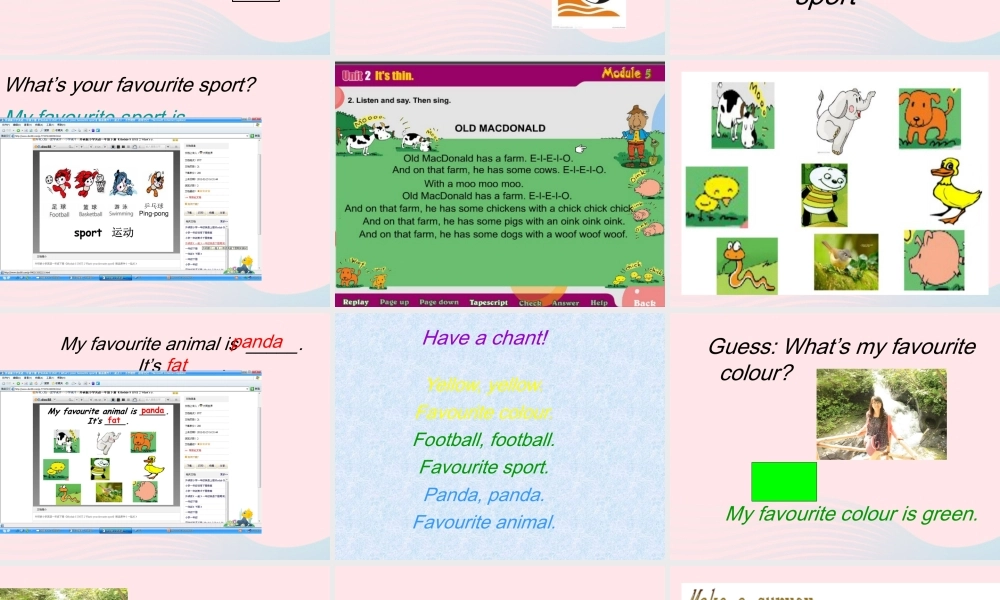 一年级英语下册 Module 9 unit 2 What's your favourite sport课件1 外研版（一起）-外研版小学一年级下册英语课件