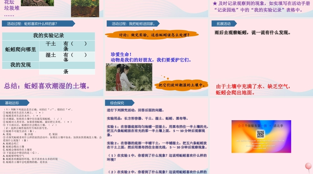 一年级科学下册 第四单元 土壤与动植物 13蚯蚓的家课件 青岛版六三制-青岛版小学一年级下册自然科学课件