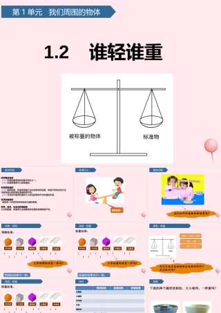 一年级科学下册 我们周围的物体 2谁轻谁重课件 教科版-教科版小学一年级下册自然科学课件