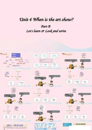 2020春五年级英语下册 Unit 4 When is the art show B Let's learn Look and write课件（含教学思路） 人教PEP版
