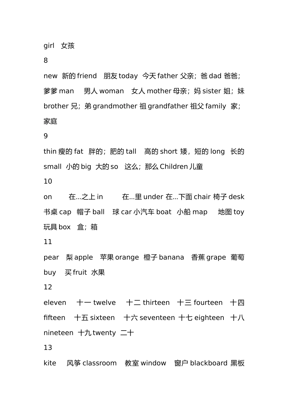 小学1-6年级必备英语单词表_第2页