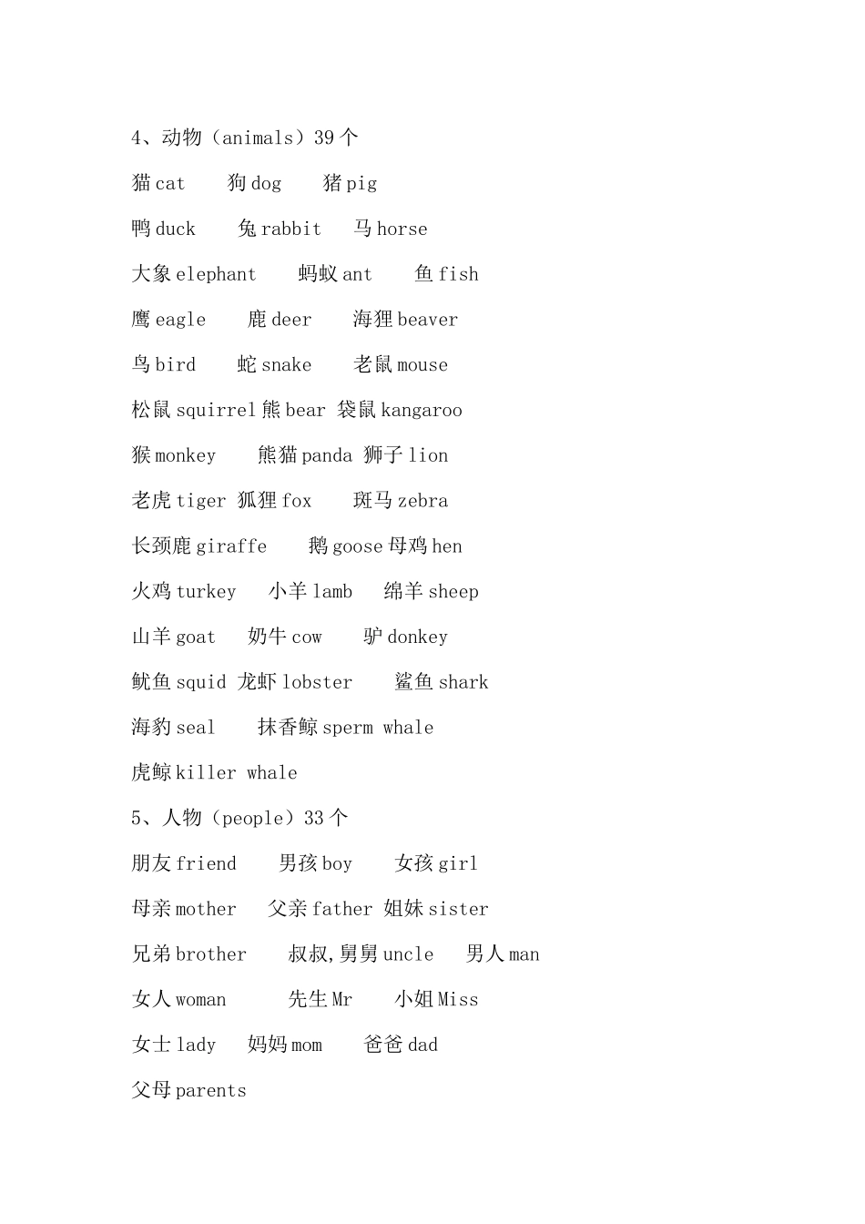 小学英语常用单词分类总结_第2页