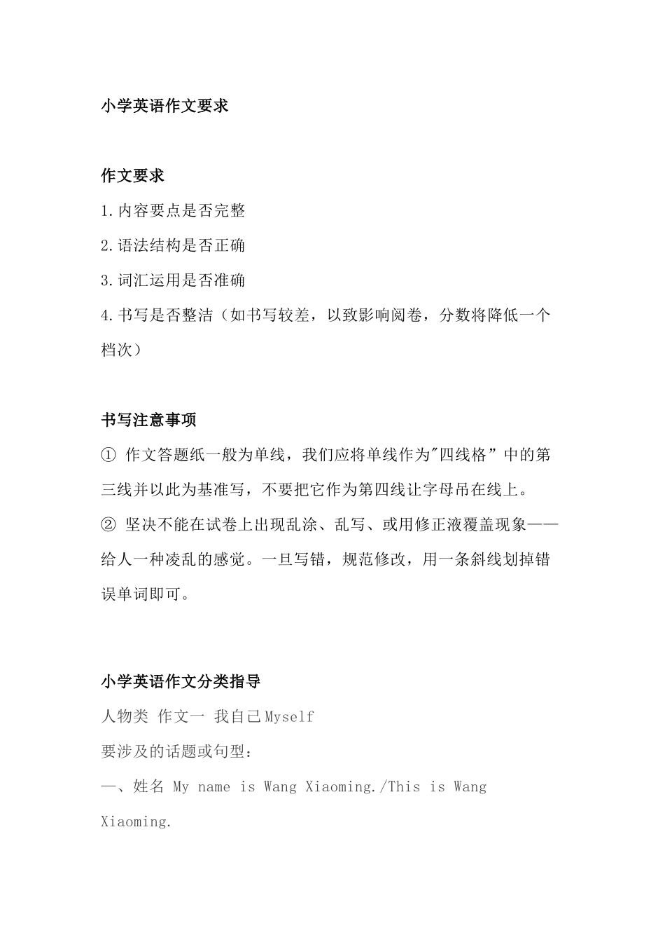 小学英语各类作文要点_第1页