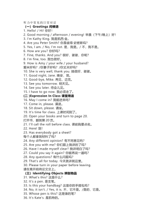 小学英语听力中常见的日常对话