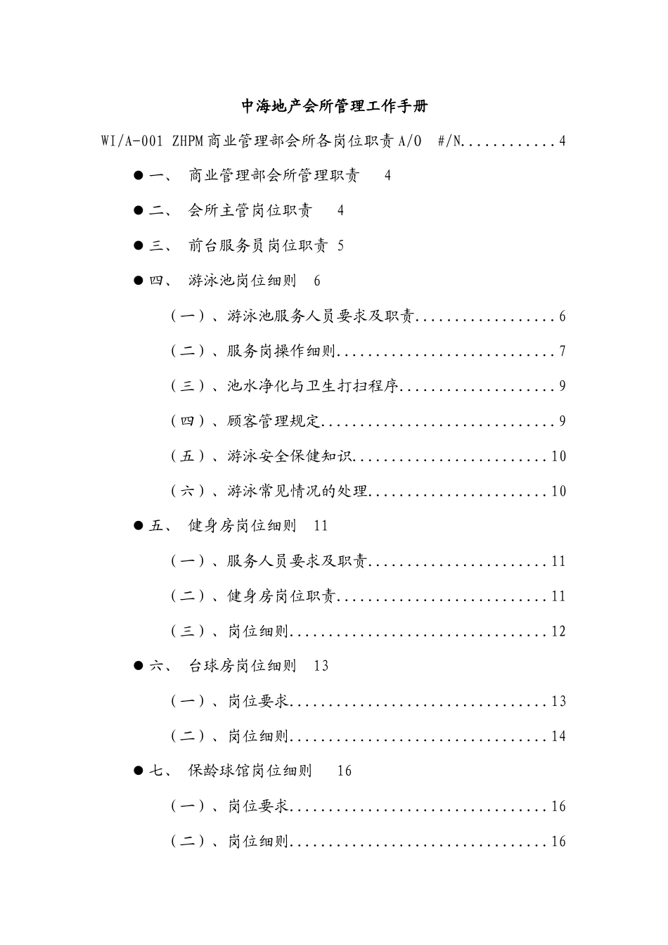 地产会所管理工作手册_第1页