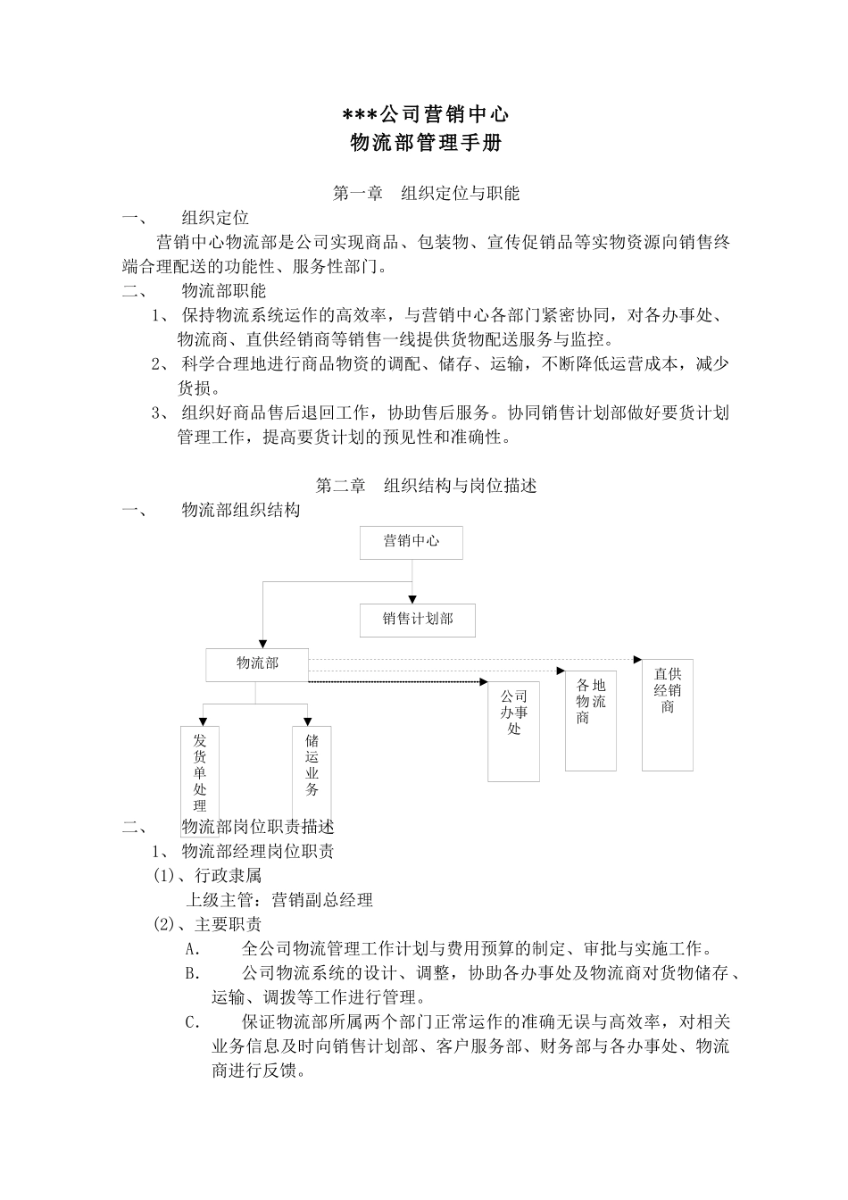公司营销中心物流部管理手册_第3页