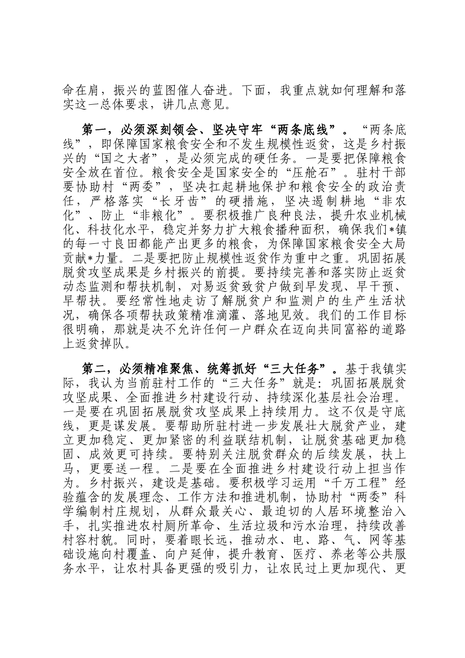 在全镇2025年新轮换驻村干部到村任职工作见面会上的讲话_第3页