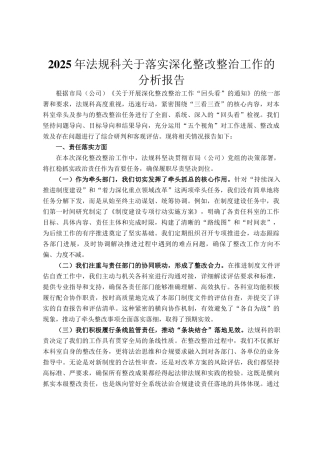 2025年法规科关于落实深化整改整治工作的分析报告