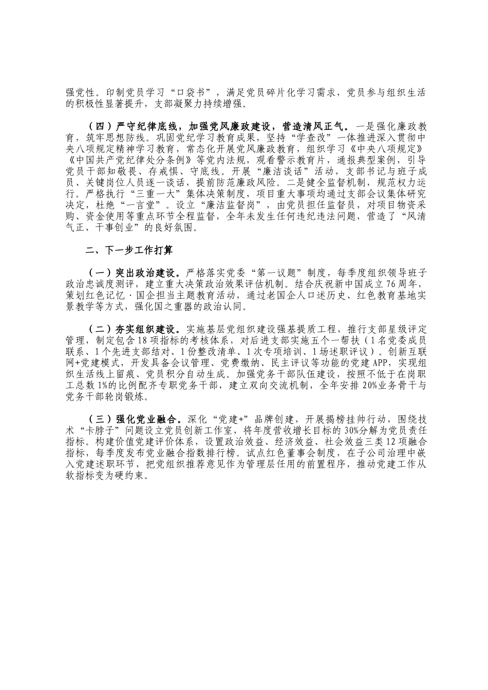 国企党支部2025年前三季度党建工作总结_第2页