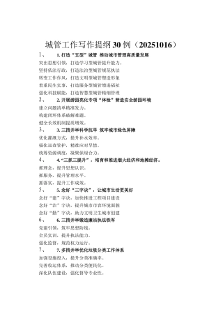 城管工作写作提纲30例（20251016）