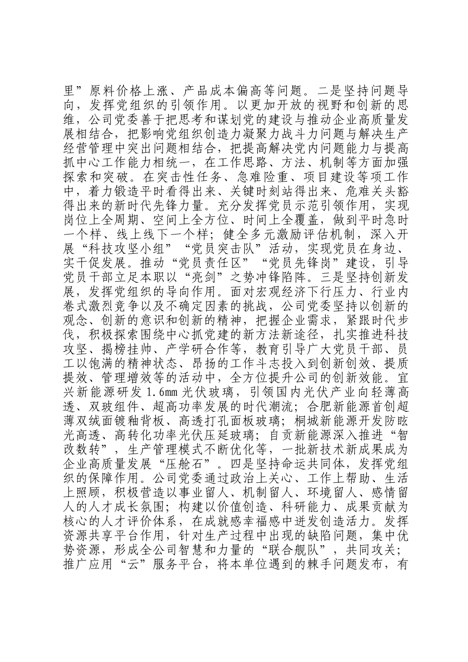 某国企党委2025年前三季度抓基层党建工作总结_第3页