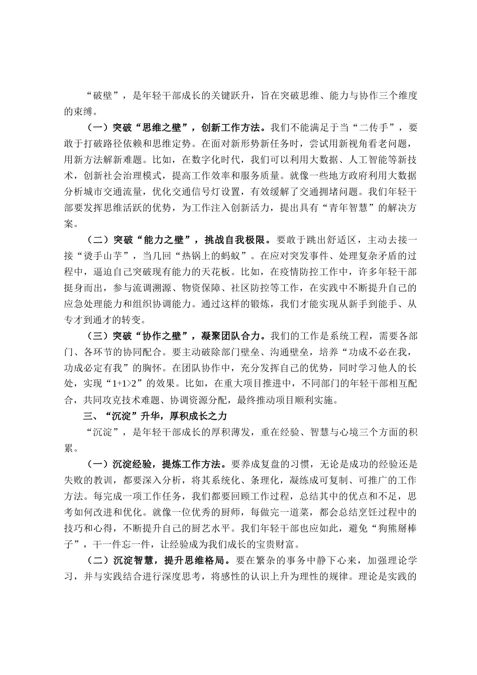 年轻干部工作交流发言：墩苗破壁沉淀，绘就青春奋进华章_第2页