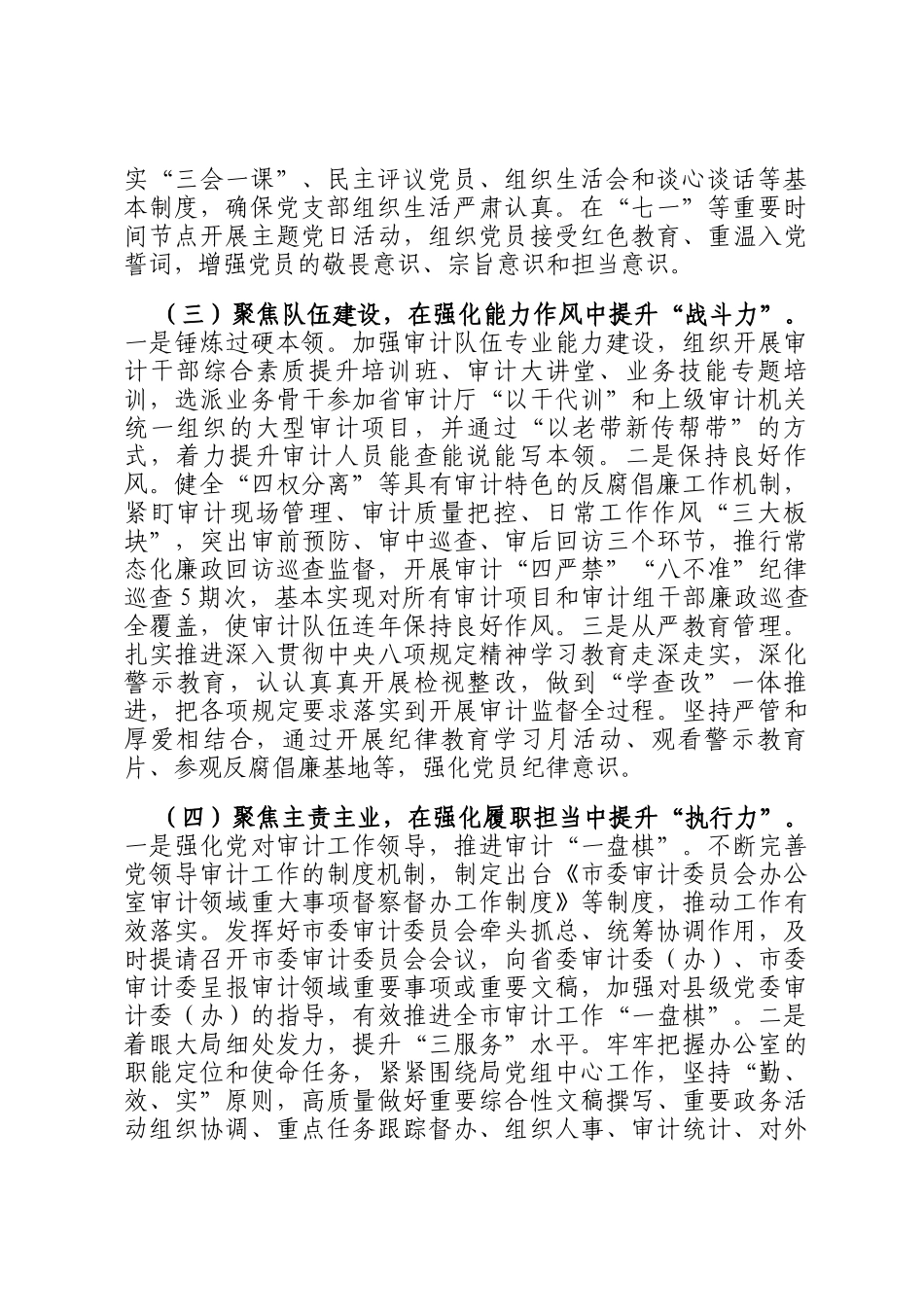 市审计局党支部2025年前三季度落实全面从严治党主体责任工作情况报告_第2页