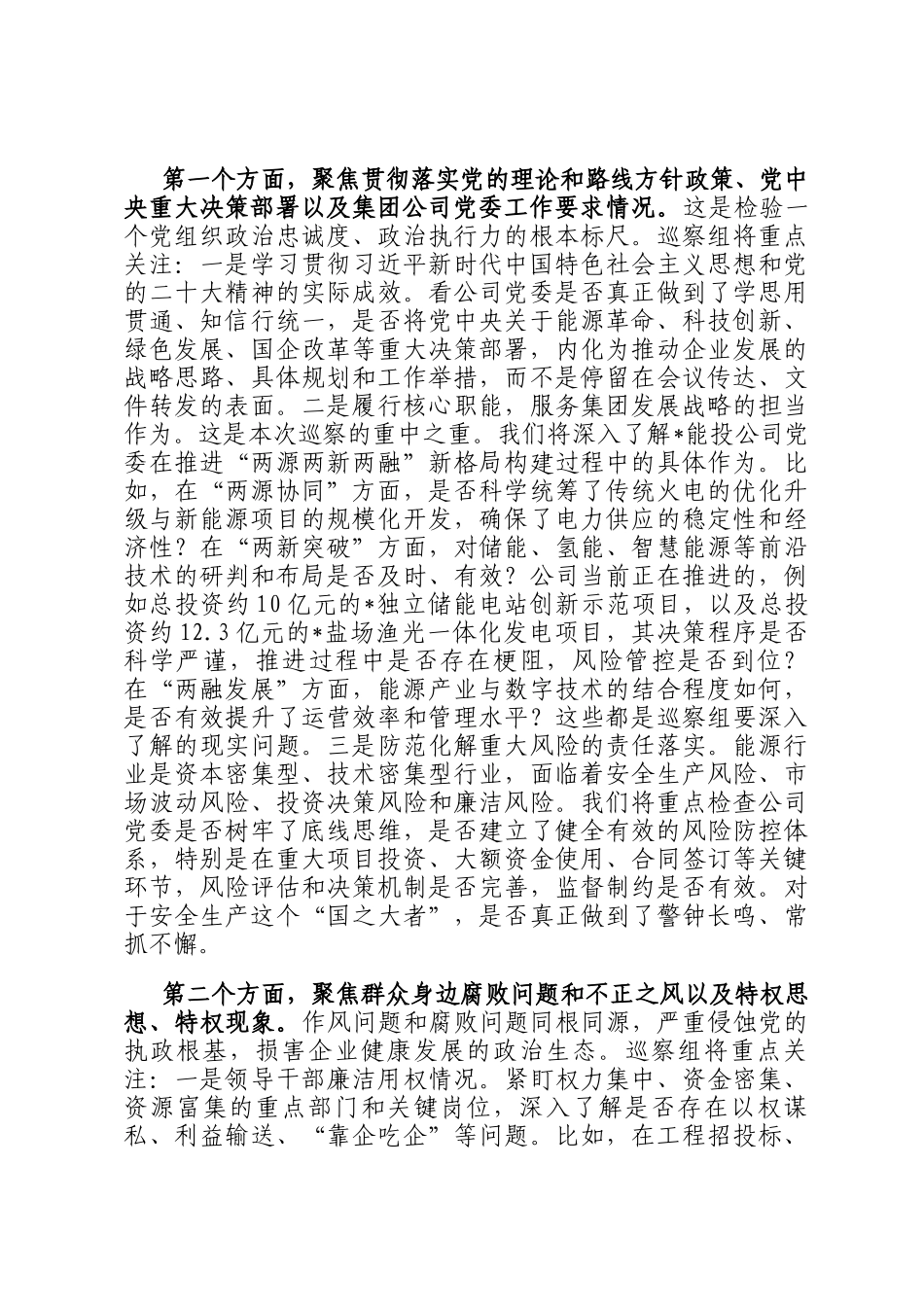 巡察组长在2025年集团公司党委巡察组巡察能源投资公司党委工作动员会上的讲话_第3页